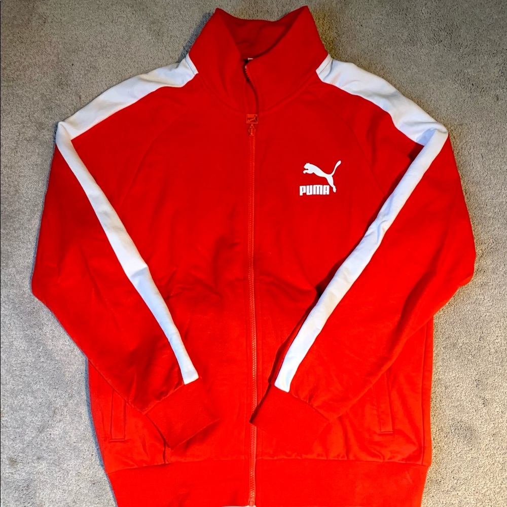Red/white Puma track suit